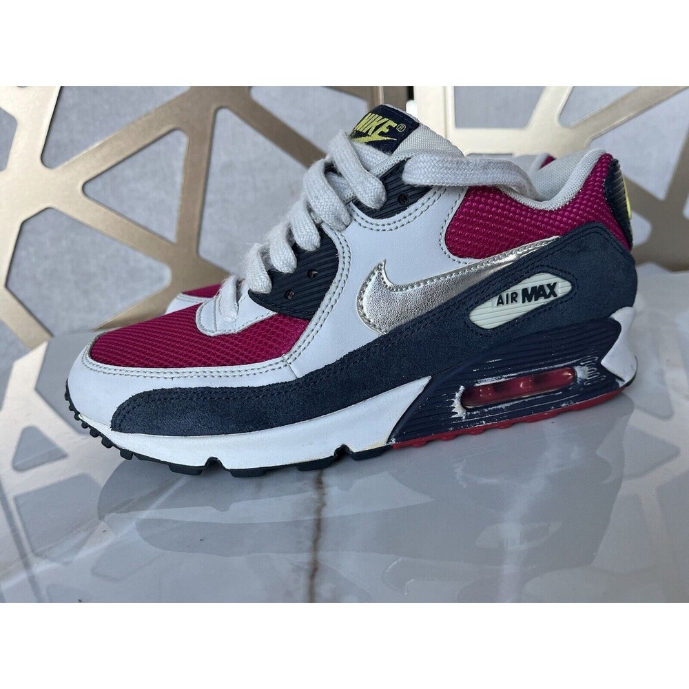 NIKE AIR MAX 90 SPORT FUCHSIA White Women SZ 7 325213-606 Sneakers Shoes - Picture 5 of 12
